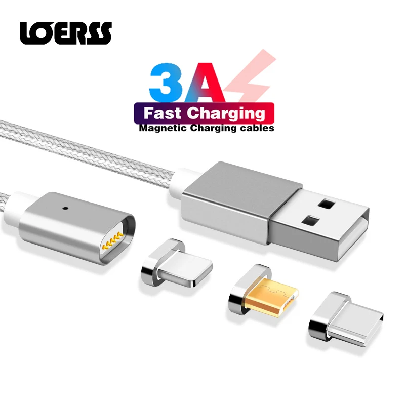 Магнитный usb кабель для зарядки и передачи данных iPhone X 8 7 6 S Plus Samsung S9 S8 3A быстрая