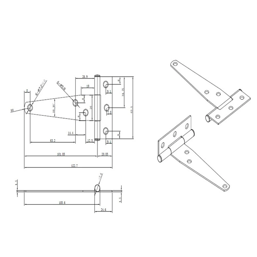 4 шт. тройник петли 63 5*122 7*1 5 мм декоративный сверхпрочный оцинкованный ремешок