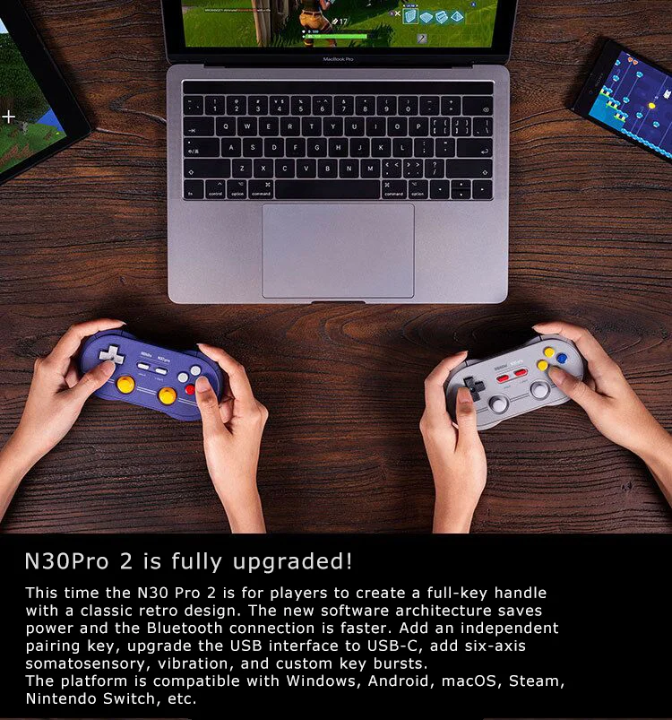 Bluetooth джойстик 8bitdo N30 Pro 2 беспроводной контроллер для Nintendo Switch Android MacOS паровой