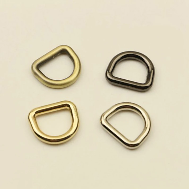 10 Pcs Solid Brass D Rings Buckles for Bag Strap Belt Purse Webbing Dog Collar 16mm Inner Width Leather Craft DIY Accessories
