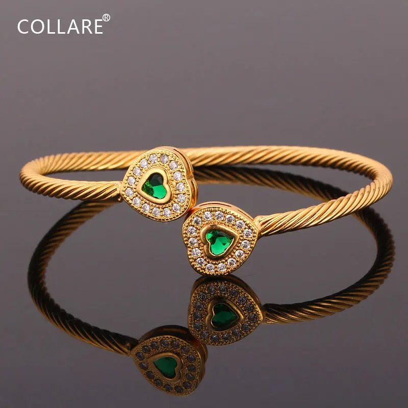 

Collare Love Heart Cuff Bracelet For Women Jewelry Gold/Silver Color Cubic Zirconia Bracelets & Bangles Valentines' Gift H658