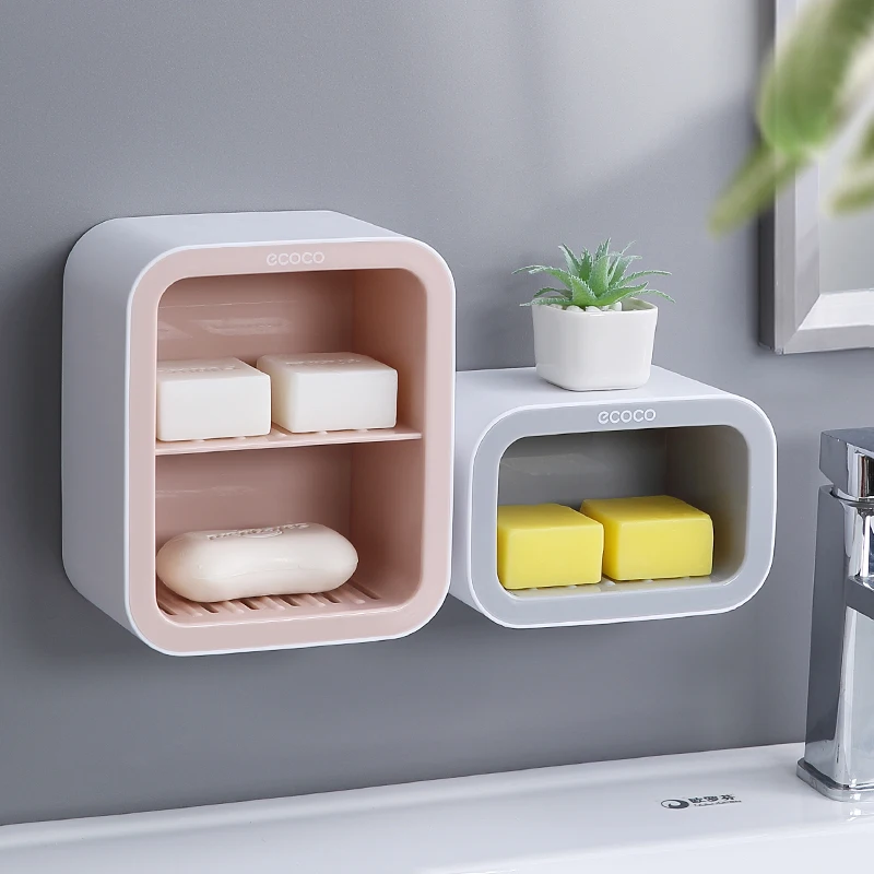 ecoco light luxury soap box bathroom storage shelf soap holder wall mounted rack for bathroom accessories set free global shipping