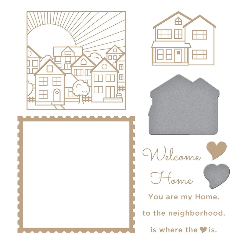 

You are My Home Hot Foil Plate House and Heart Shapes Hot Foil for DIY Scrapbooking Album Paper Cards Making Template 2021 NEW