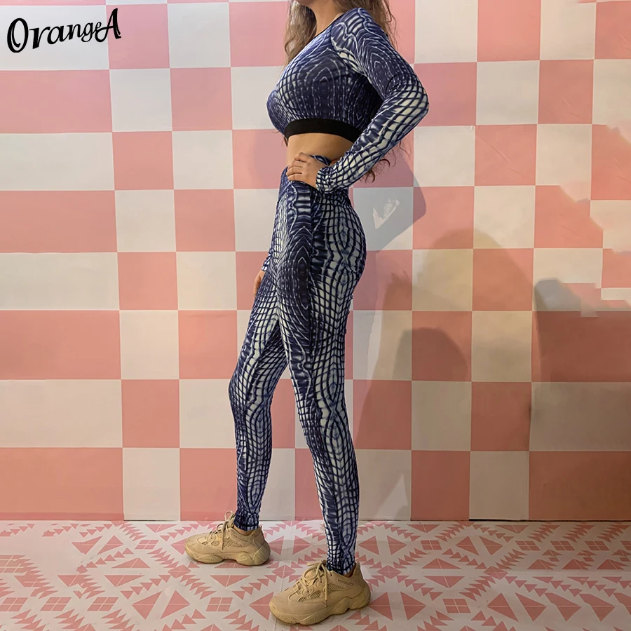 Женский спортивный костюм OrangeA из двух предметов короткий топ с длинным рукавом и