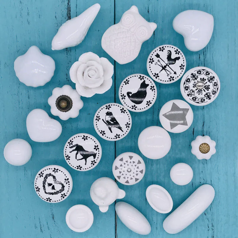 1x Белый Керамика рисунком из мультфильма с цветочным узором выглядят ручки и