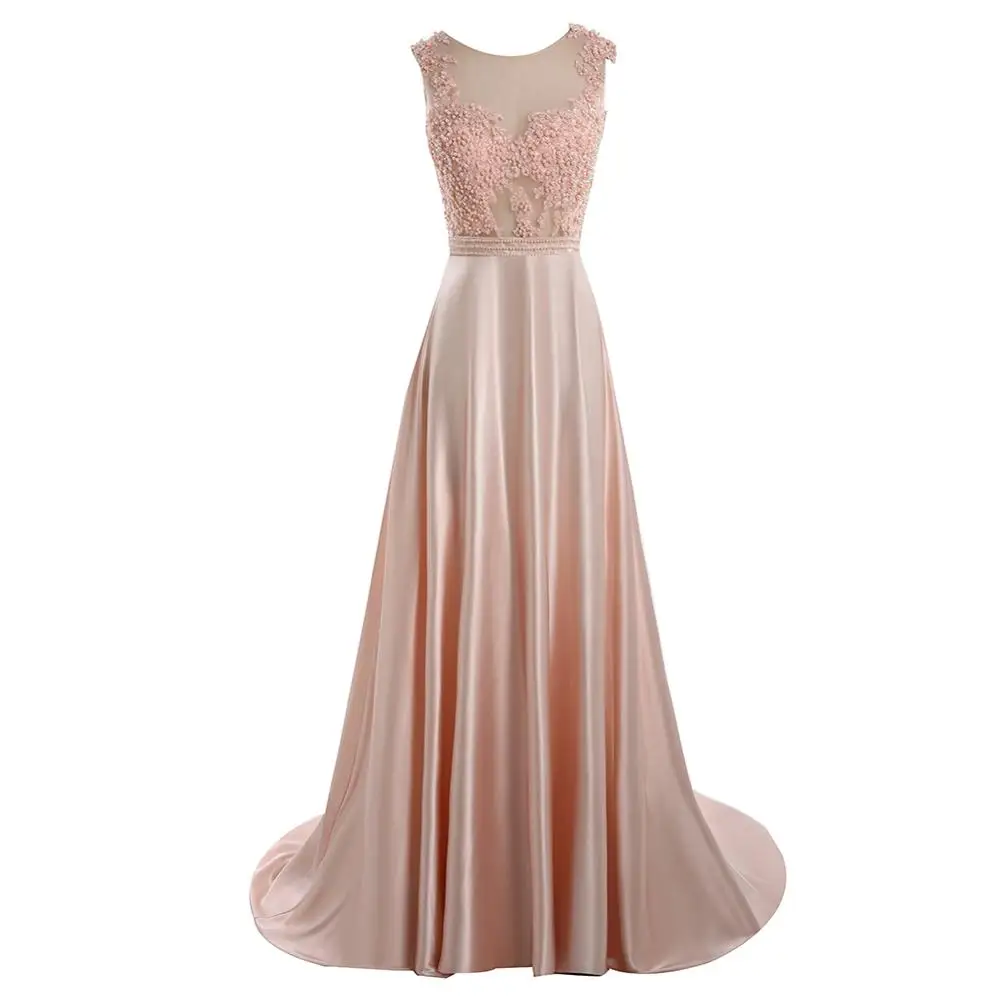 2020 элегантное розовое платье для выпускного с аппликациями жемчуг Иллюзия ace