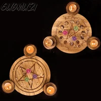 hot astrology pentagram wood candlestick board games pentacle altar plate triquetra wooden divination wicca ceremony accessories