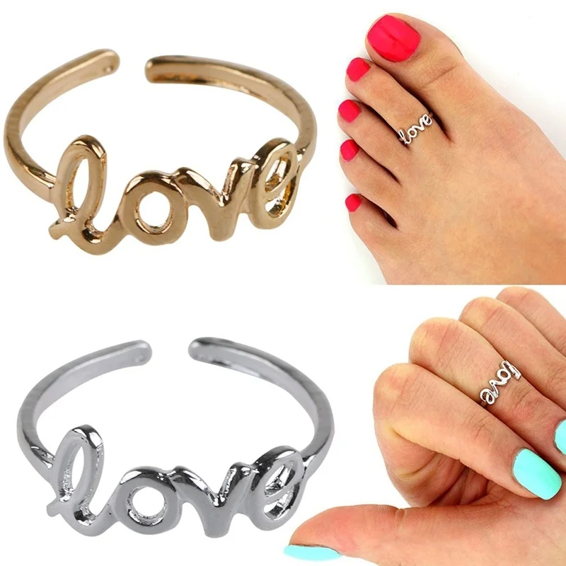 

New Style 1pcs Punk Toes Knuckle Rings Carved Or Love Shape Beach Sandals Toes Rings Women Jewelry