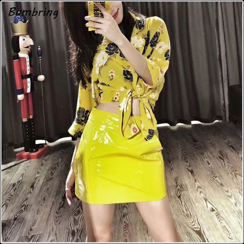 Мини-юбки женские из искусственной латекса с завышенной талией - купить по