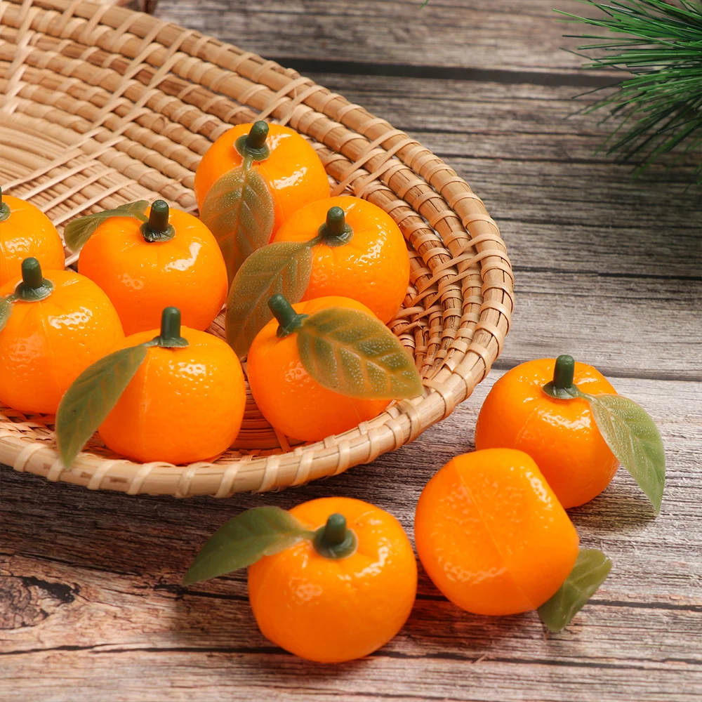 Реалистичные апельсины имитация мандарина с листьями искусственные фрукты