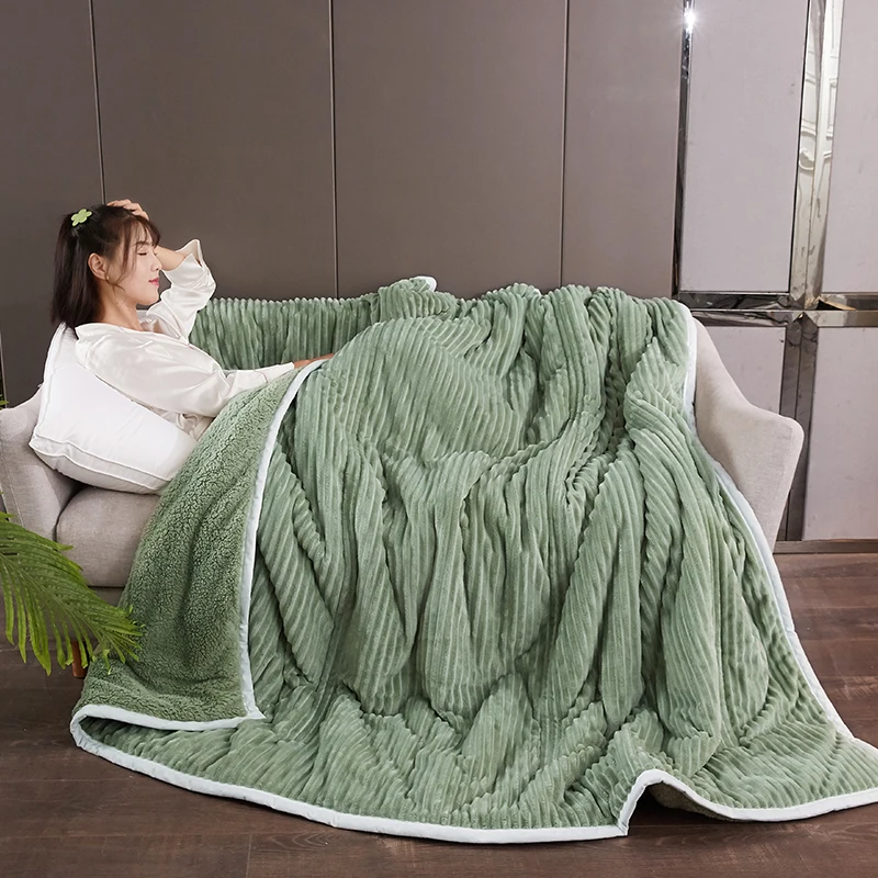 

Lamb Cashmere Fleece Blankets Throws Adult Thick Warm Winter Blankets Home Super Soft Duvet Luxury Solid Blankets On Twin Bed