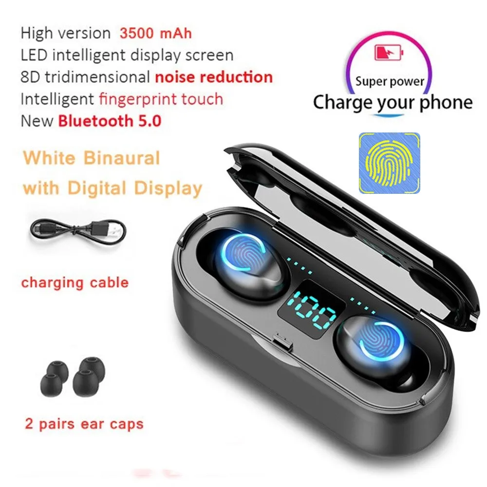 K9-1 LED-Touch K9 PK S11 наушники 3500 мАч Внешний аккумулятор Bluetooth 5,0 Беспроводная TWS Спортивная гарнитура музыкальные наушники для iPhone iPad Xiaomi HUAWEI htc - Цвет: K9-1 LED-Touch