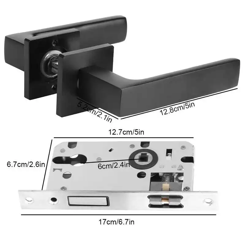 Набор черных дверных ручек бесшумные дверные ручки с замком для межкомнатных