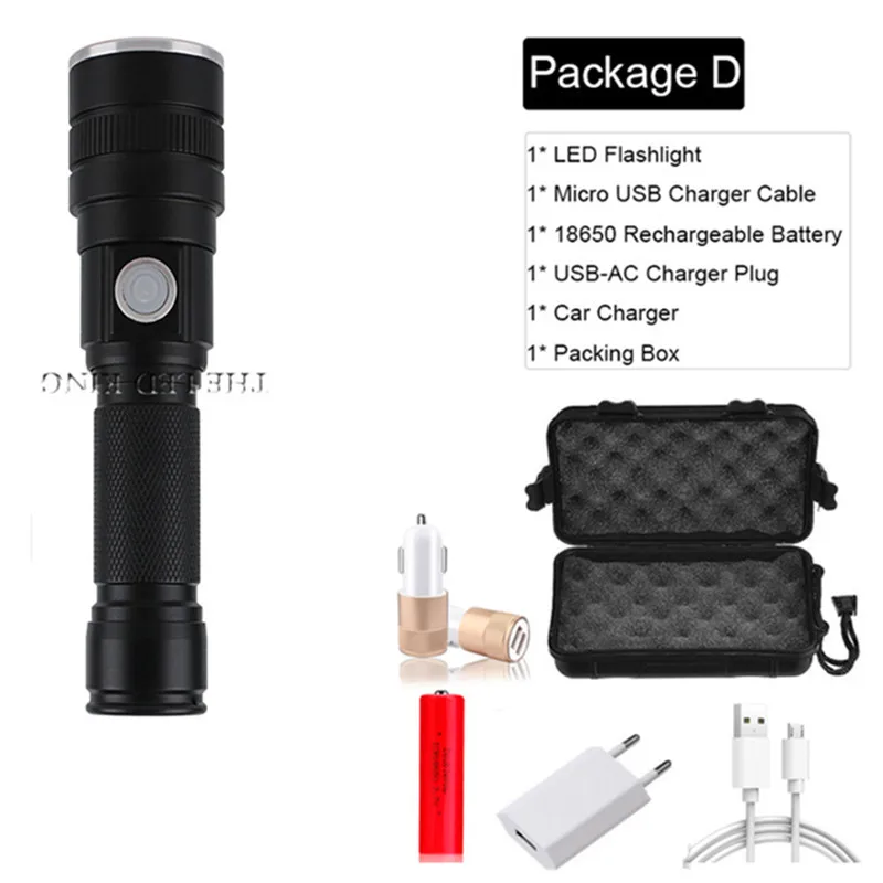 Ультрамощный светодиодный фонарик XHP50 тактический Водонепроницаемый