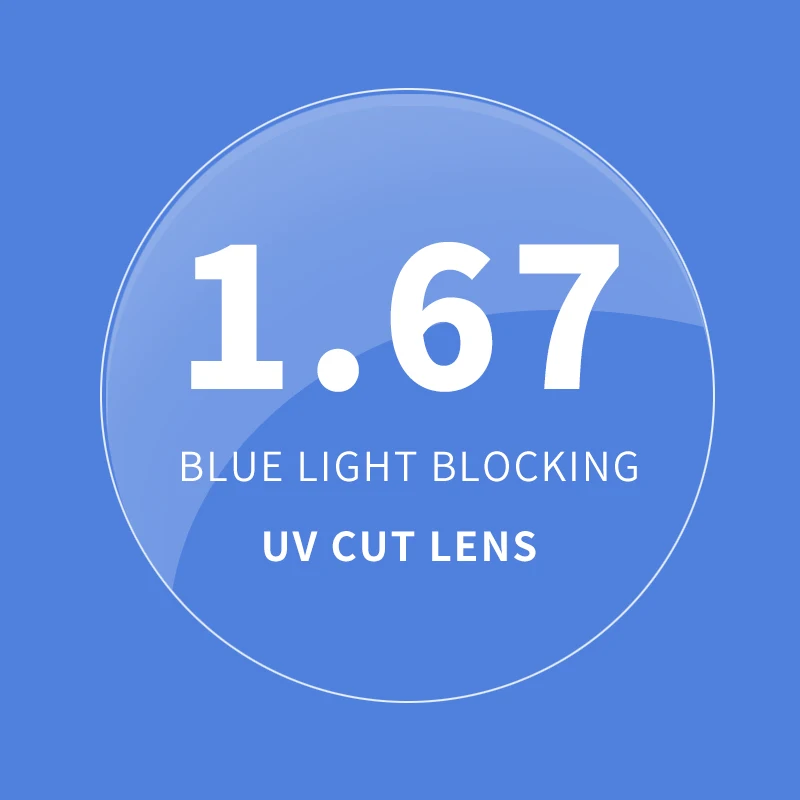 

1,67 Асферические оптические линзы с защитой от синего излучения, однорежимные линзы UV400 С антирадиационным и антибликовым покрытием