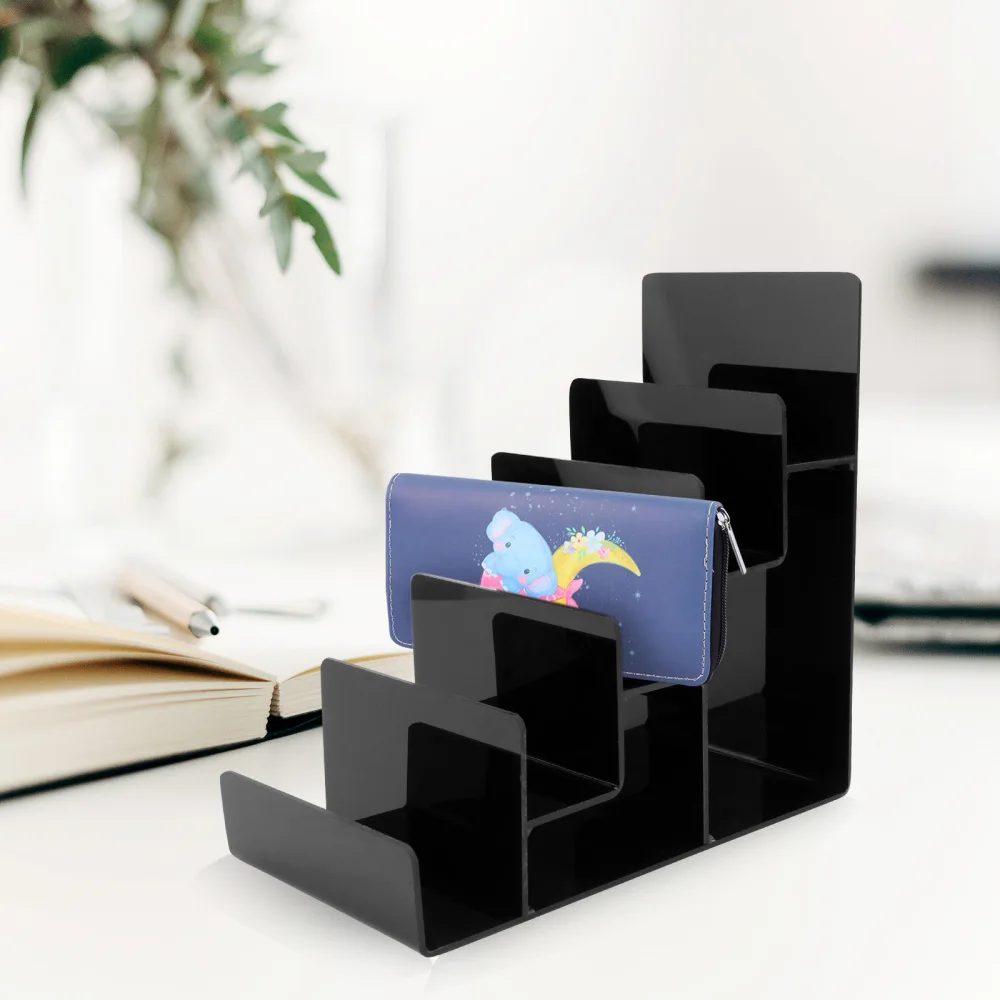 

1Pc Purse Shelf Bathroom Cutlery Storage Rack Books Albums Display Rack (Black)