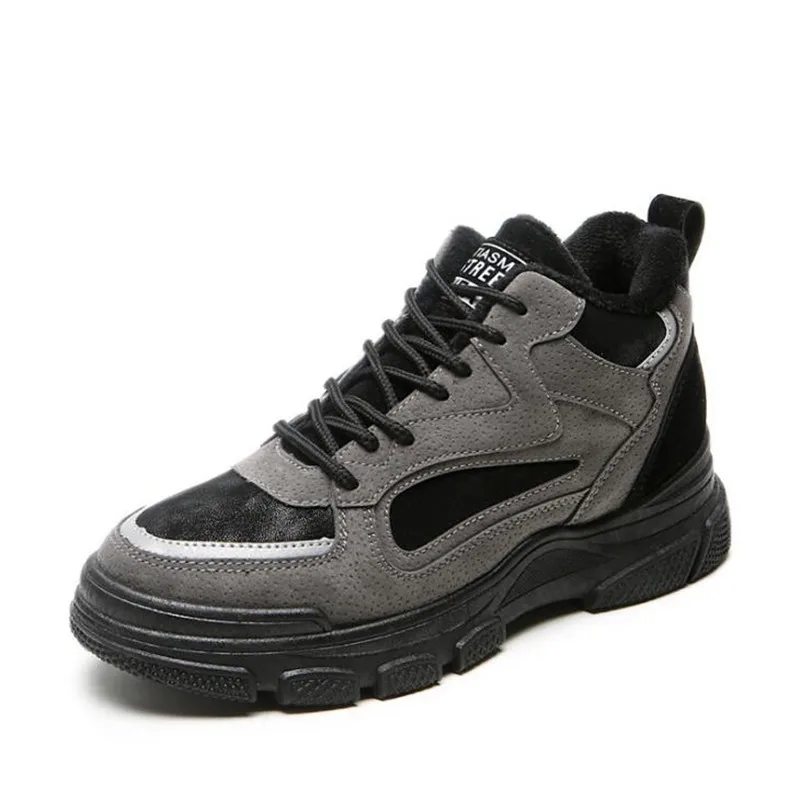 Зимние меховые кроссовки на платформе с высоким берцем теплые плюшевые плюшевой