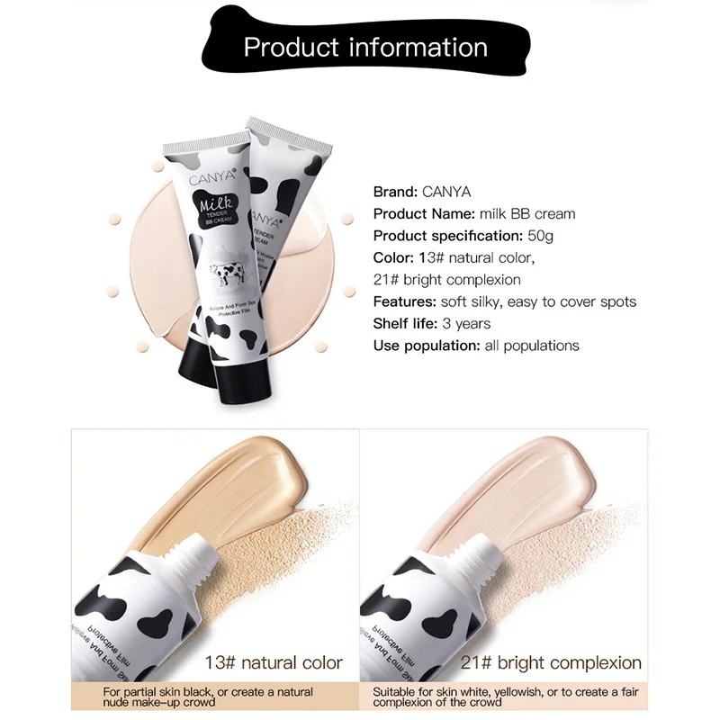 Whitening Moisturizing BB Cream Control Oil Brighten Skin Color Cover Blemishes Concealer Base Beauty Cosmetic |