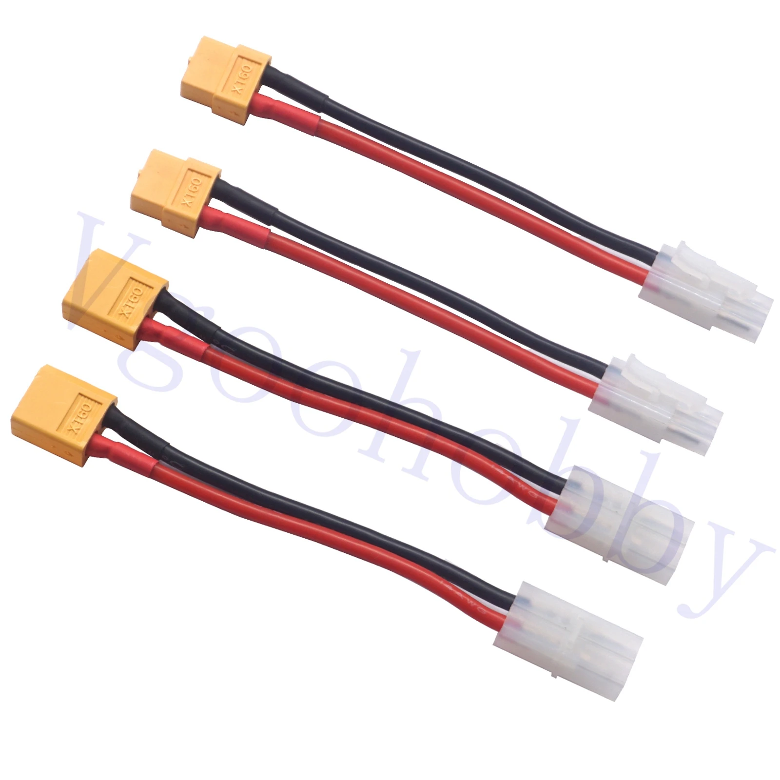 2 пары, силиконовый штекер-адаптер с силиконовым проводом 14AWG 10 см