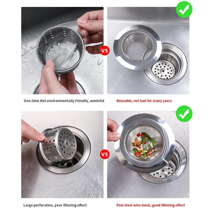 

Kitchen Sink Strainer,3pcs Stainless Steel Sink Drain Filters,Kitchen Metal Sink Strainer Bathroom Floor Drain Hole Filter