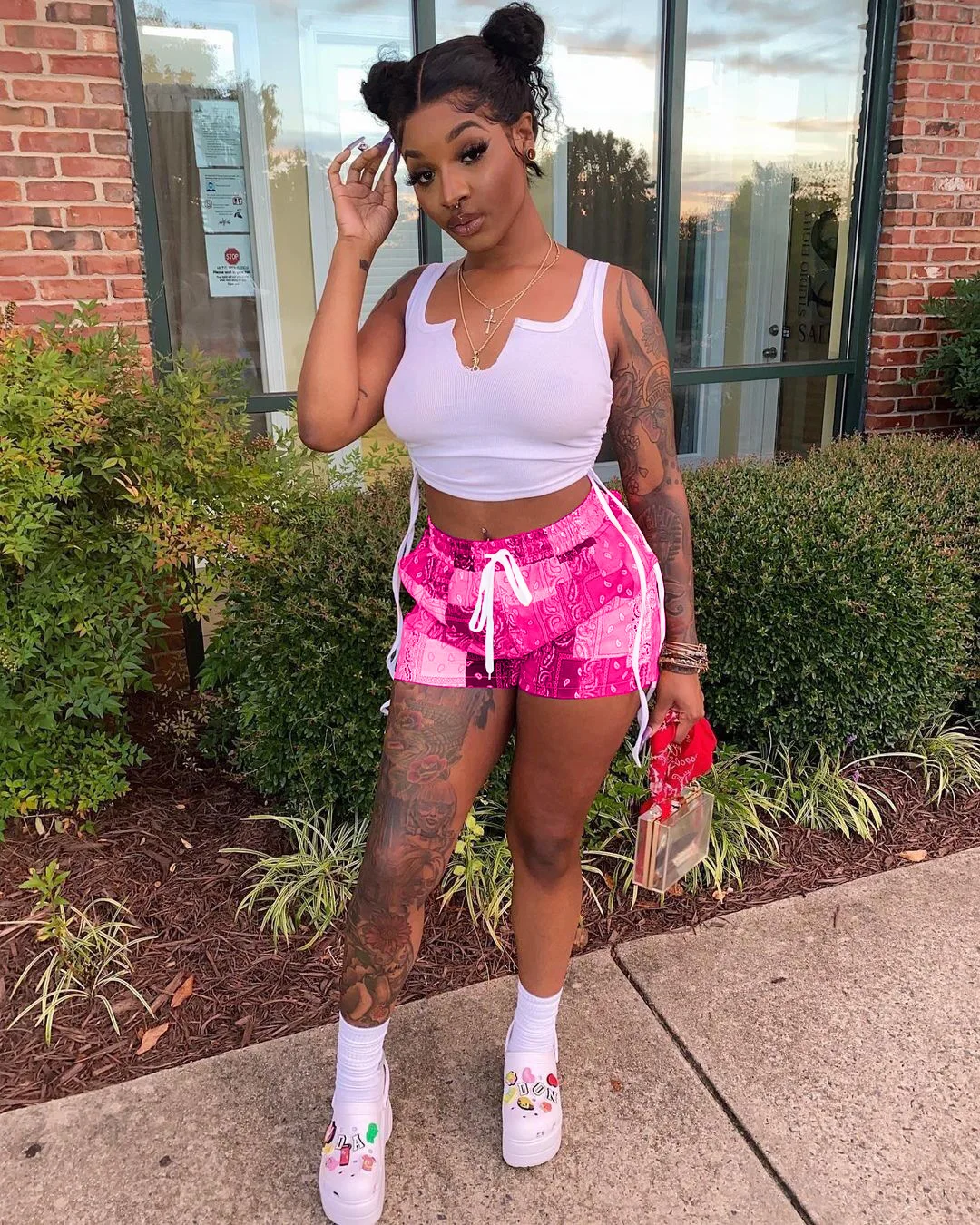 

Women Cut Out Two 2 Piece Set Outfit Tracksuit V-neck Tank Tops and Paisley bandanna Shorts Matching Set Sport Sweatsuit