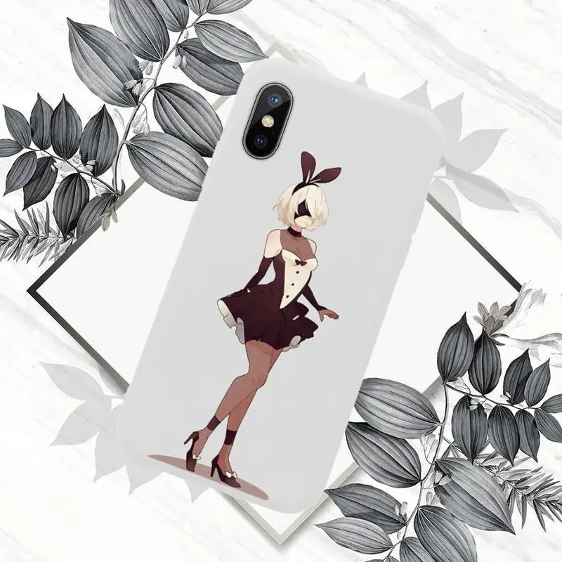 

Anime Nier Automata 2b Phone Case White Candy Color for iPhone 11 12 mini pro XS MAX 8 7 6 6S Plus X SE 2020 XR