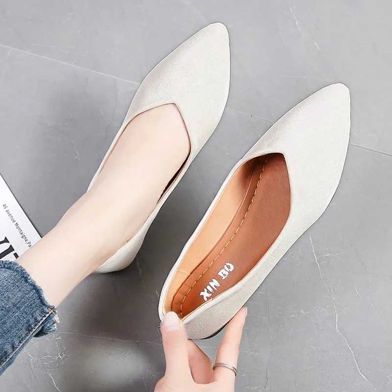 2021 Casual Woman Shoe Pointed Toe Shallow Mouth Female Footwear Knot All-Match Autumn Soft Flats Shoes