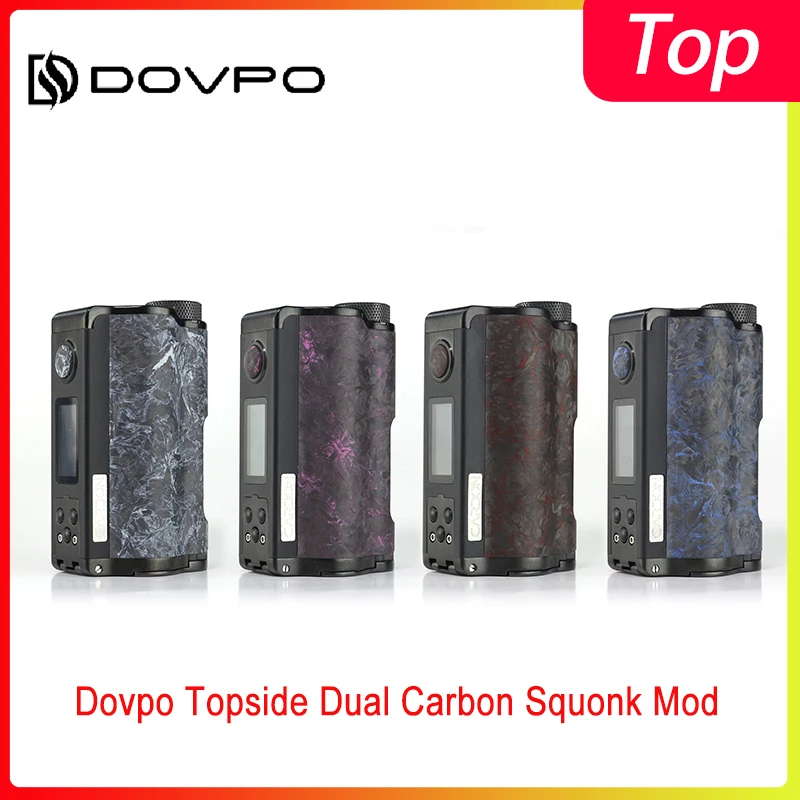 Новый Dovpo Topside Dual Carbon Squonk Mod 200 Вт с чипом YIHI работающим от двух аккумуляторов 18650 Vape