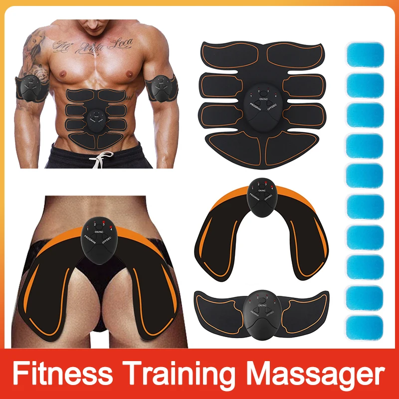 1set Gym Abdominal Muscle Stimulator Hip Trainer EMS Massage Fitness Equipment ABS Muscles Electrostimulator Toner Body Exercise