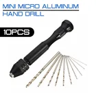 10 шт. твист сверло из алюминиевого сплава мини микро ручная дрель с бесключевым патроном деревообрабатывающие сверлильные вращающиеся инструменты