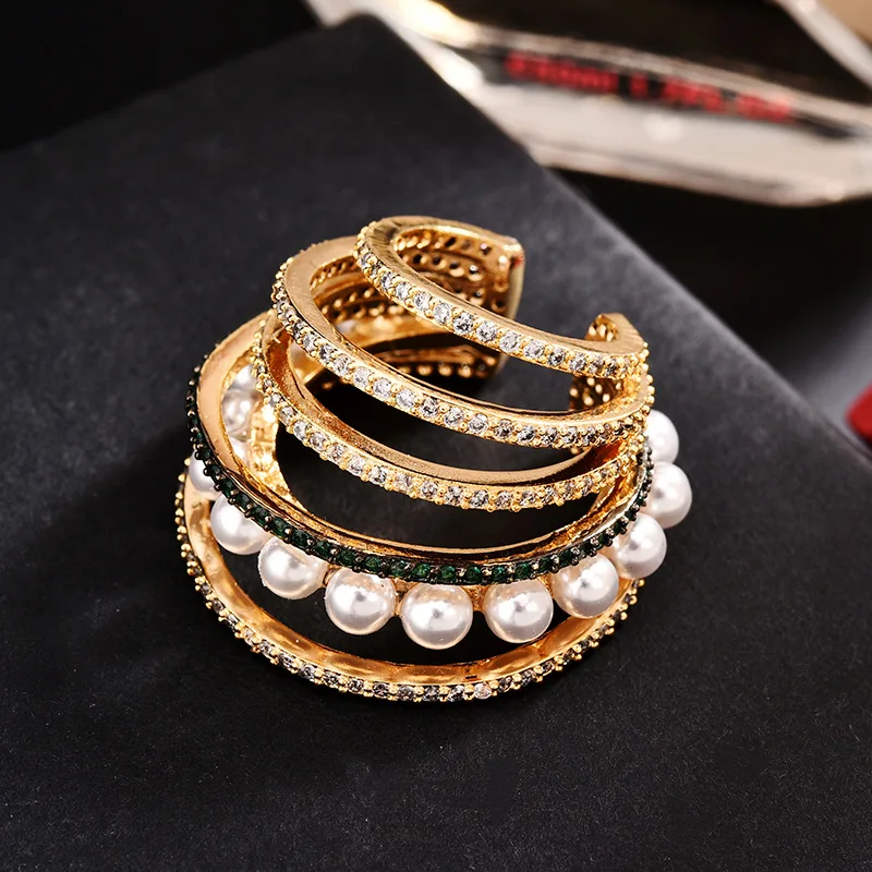 2019 новые модные микро циркониевые серьги многокруглые жемчужные манжеты клипсы