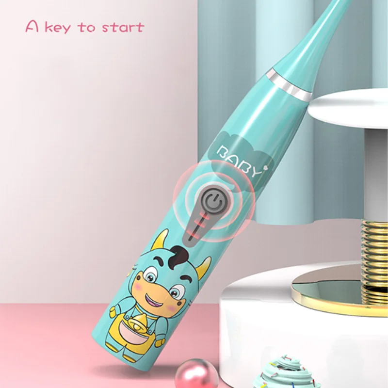 

W9 Children'S Electric Toothbrush Cartoon Pattern Double-Sided Waterproof Toothbrush Children Oral Cleaning Battery Self-Provide