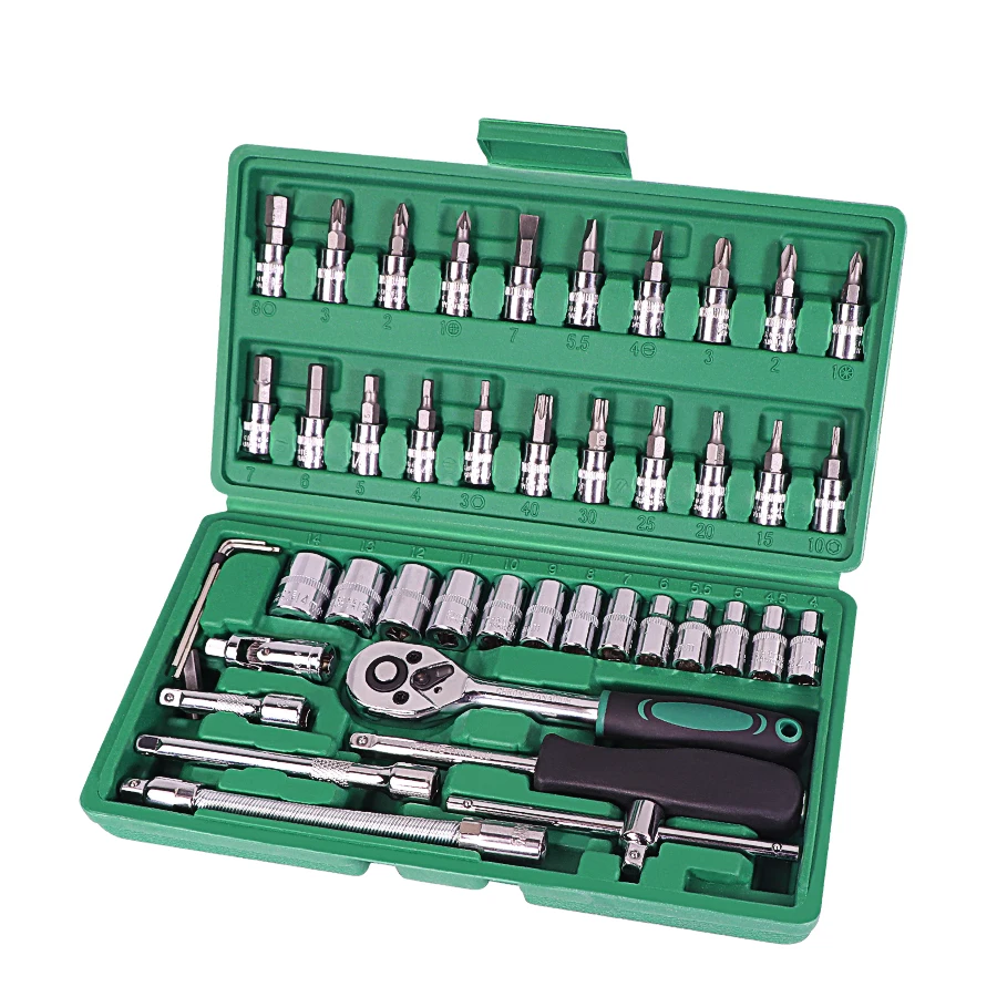 

Car Repair Tool 46pcs 1/4-Inch Socket Set Car Repair Tool Ratchet Torque Wrench Combo Tools Kit Auto Repairing Tool Set