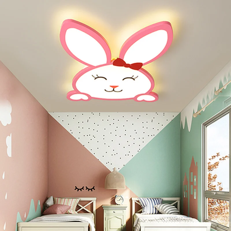 Children's lamp bedroom modern minimalist girl room chandelier creative cartoon rabbit led ceiling lighting | Освещение