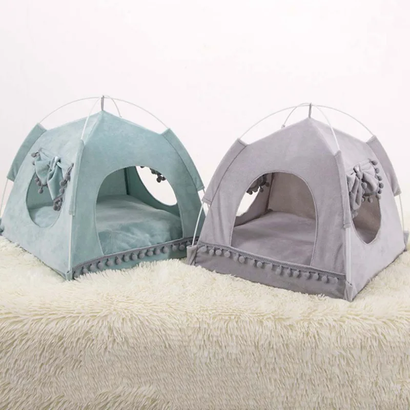

Cozy Pet Dog Cats Beds Cave with Washable Cushion Pillow Summer Small Dog Cats Folding Tents All season Dog House Kennel Bed Mat