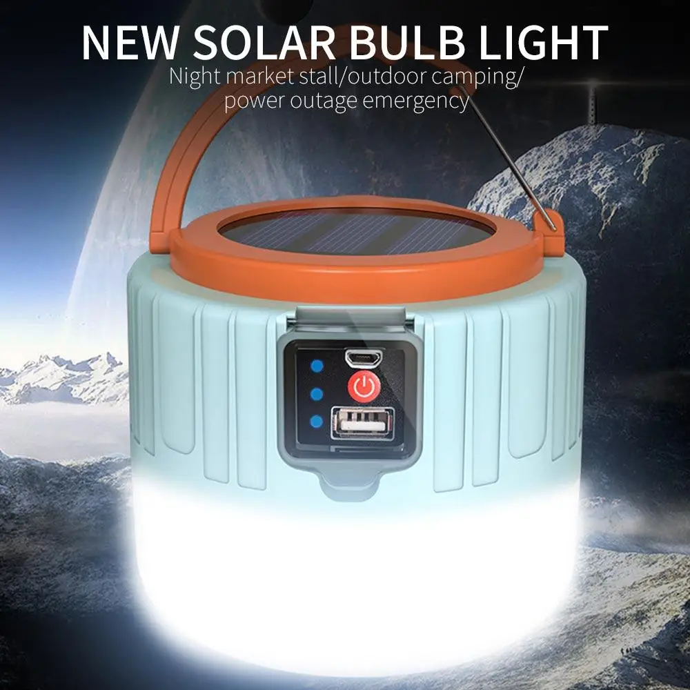 

Camping Tent Light Hand Lamp Waterproof Rechargeable IPX6 3 Modes LED Light Solar Power Lamp LED Flashlight