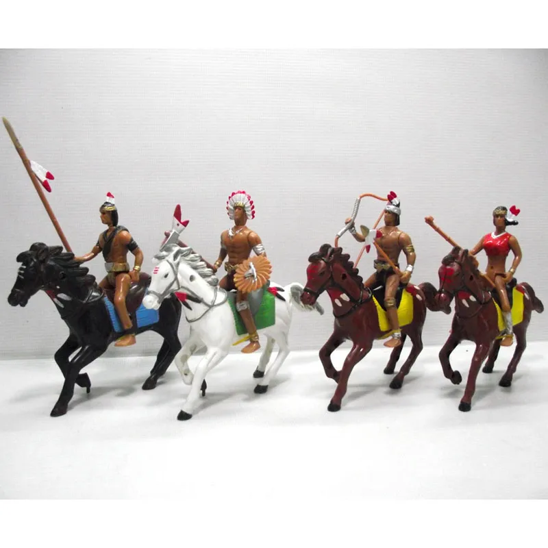 

Indian Wild West Cowboy Building Model Toy Country Life Cow Boy with Horse Tree PVC Anime Figure Christmas Decoration Kids Gift