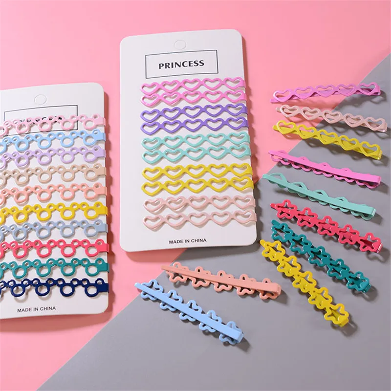 

10Pcs/Set Girl heart clips Solid color side clip Fashion Headwear For Women Hair Accessories