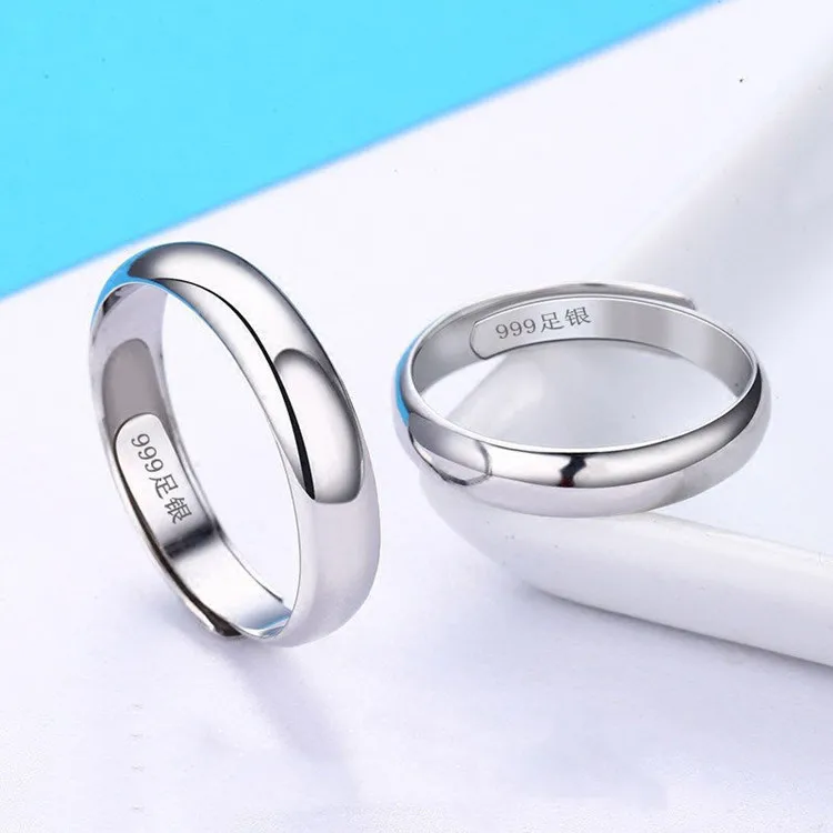 

MFY New Couple Ring Fashion Simple Round Open Ring For Men And Women Silver Color Valentine's Day Jewelry Accessories