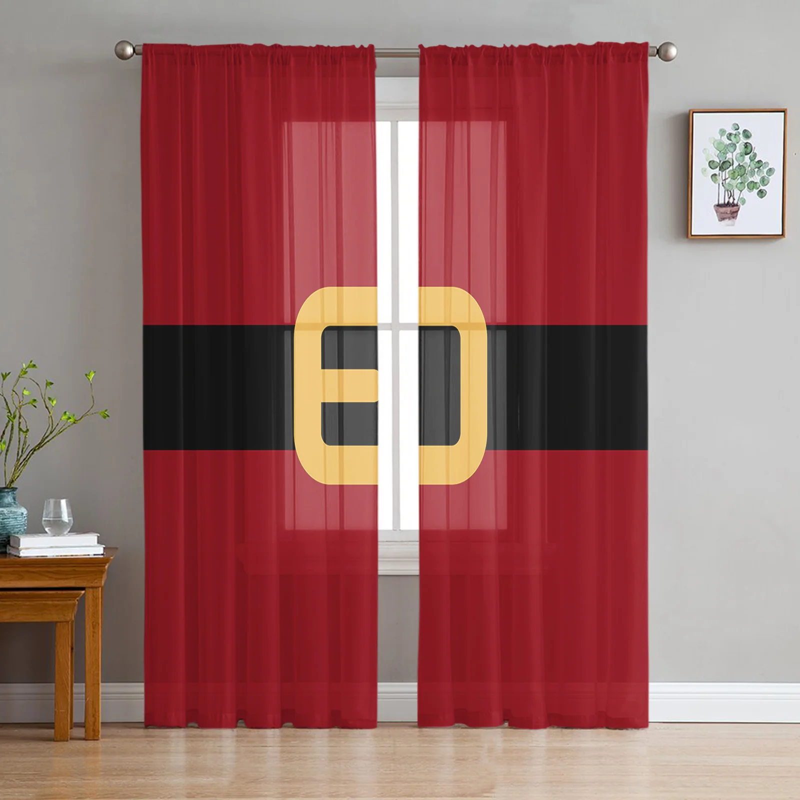 Christmas Santa Sheer Curtains Living Room Bedroom Decoration Kitchen Tulle | Дом и сад