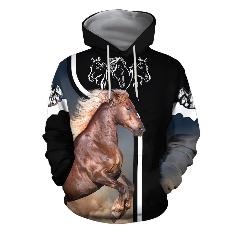 

2021 latest hot sale animal 3D printed sweatshirt Painted horse men's and women's hoodie brand design Harajuku pullover autumn a
