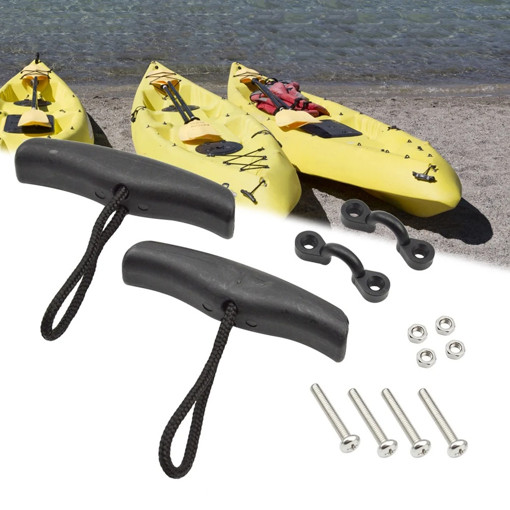 

2x Strong Kayak Carry Handles T-Handle w/ Pad Eyes Mount Screws Canoe Boat Replacement Handle Carrying Tools