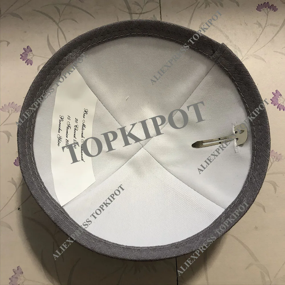 Индивидуальные свадебные kippahs, темно-серые льняные kipas с серебристо-серым вышитым логотипом