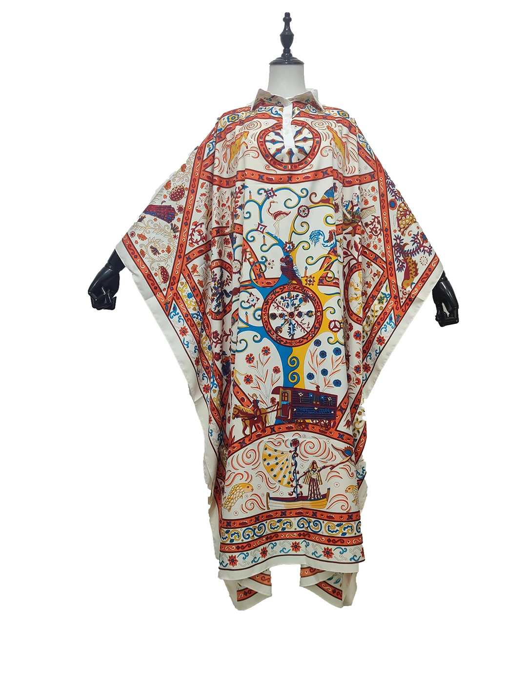 

Дашики абайя с высоким воротником и рукавами «летучая мышь», шелковое платье-Кафтан Макси, традиционное мусульманское богемное женское пла...