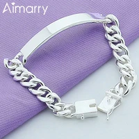 aimarry 925 sterling silver charm jewelry straight side chain bracelet for women men party anniversary gifts fashion jewelry