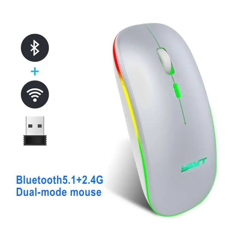 

2.4G Mouse 500mAh Rechargeable Mouse For Office Games Silent Bluetooth 5.1 Dual Mode Charging Wireless Mouse Silent