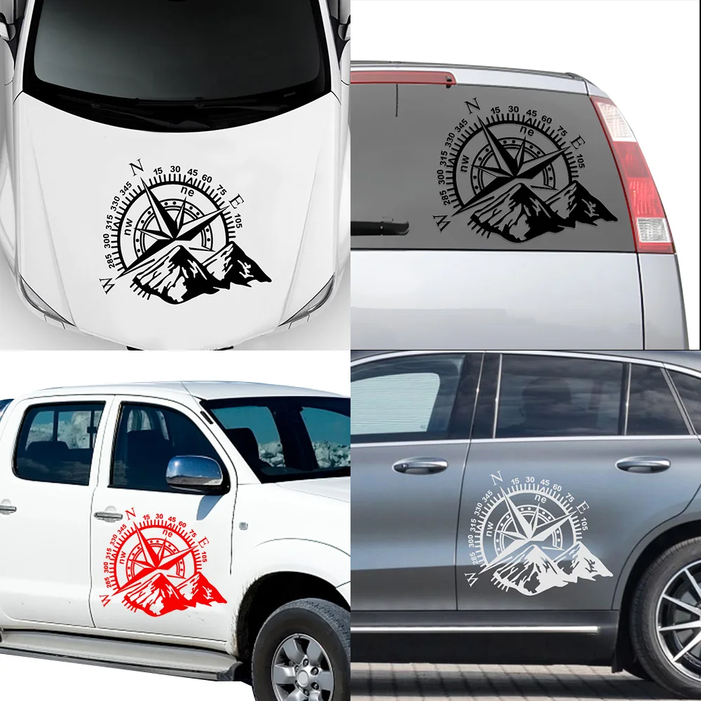

60*50cm Hot Sale Funny Vinyl Car-Styling Decals For Auto Window Motorcycle Decor Off-road Mountain Compass Car Sticker