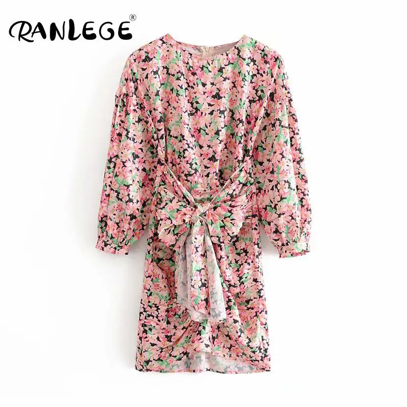 RANLEGE летнее пляжное платье с цветочным принтом в стиле бохо сексуальное