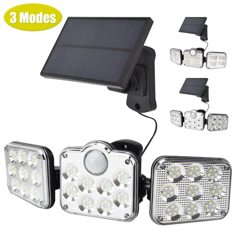 

Solar Lamp Three-head Sensor LED Wall Light Rotatable Landscape Wall Lamp Garden Outdoor Street Light Intelligent Remote Control