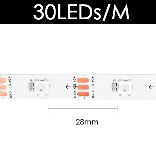 White 30 LED WS2812B DC 5 В Светодиодная лента RGB 50 см 1 м 2 м 3 м 4 м 5 м 30/144 светодиодный s умный адресуемый пиксель чёрно-белые печатные платы WS2812 IC 17Key Bar - Испускаемый цвет: White 30 LED